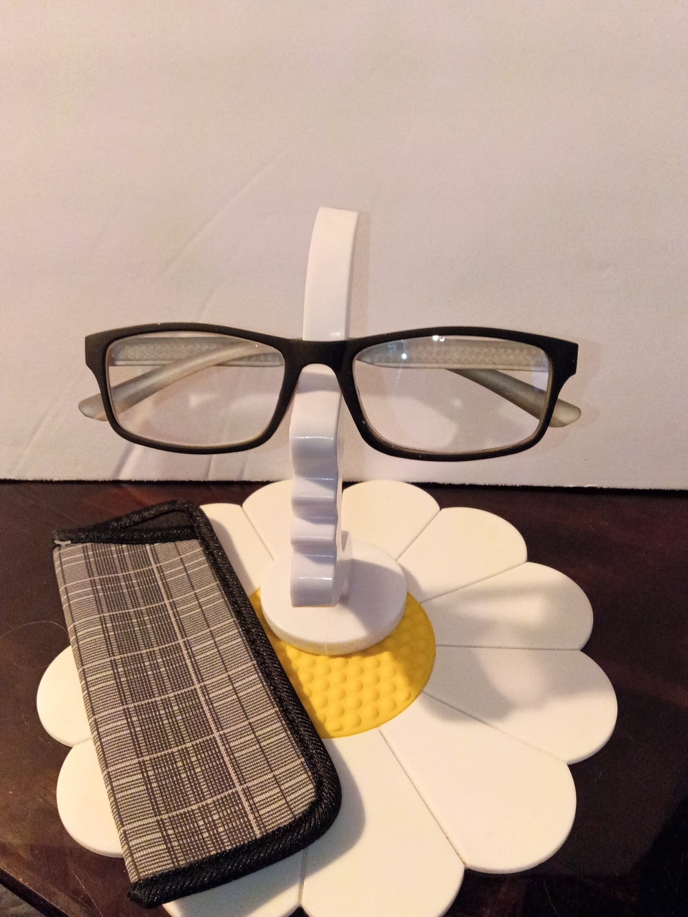Men's Classic Black Rectangular Glasses with Plaid Sleeve